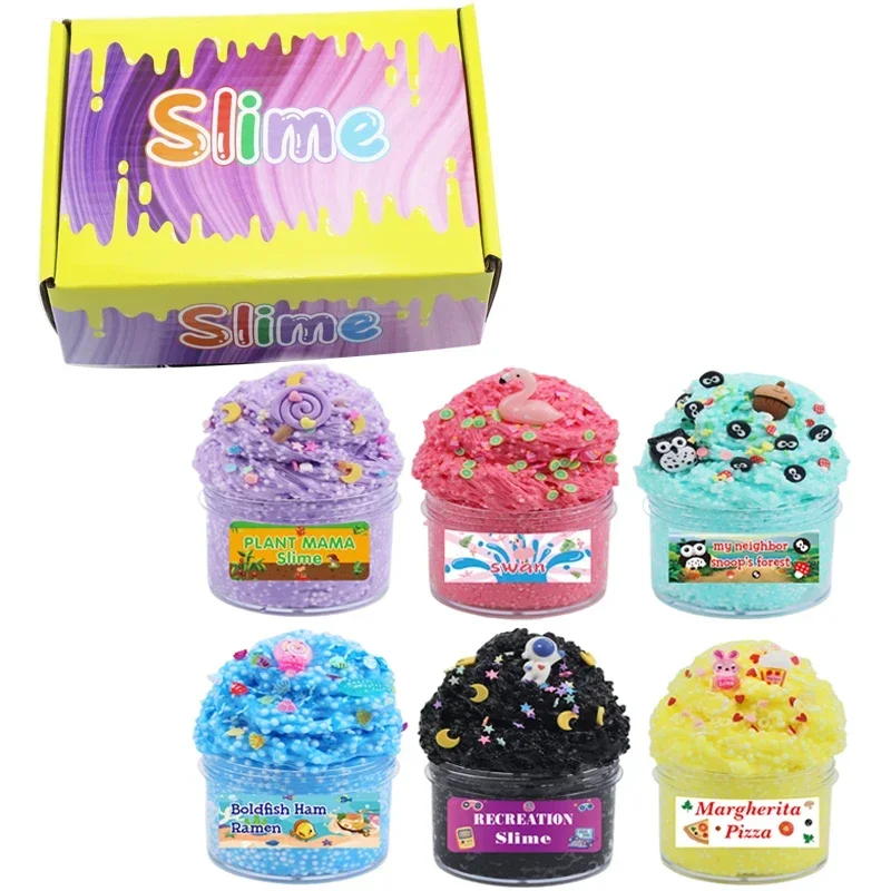 Slime Fluffy Kit per Enfant Foam plastilina fai da te argilla colorata cristallo giocattoli di decompressione per Bambini colla testa di toro giocattoli per Bambini