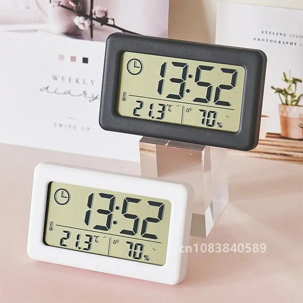 Digital Alarm Clock Desktop Temperature LCD Digital Thermometer Desktop Hygrometer Battery Operated Time Date Calendar