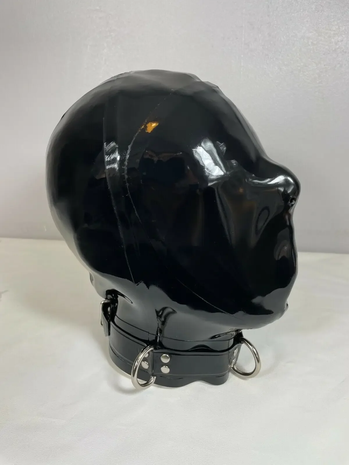 Rubber Latex Full Face Hood with No Eyes, Mouth just se Holes Gummi Party Suit Catsuit Ganzanzug