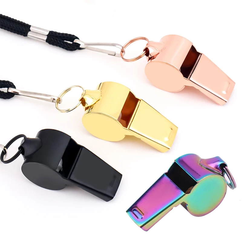 Outdoor Survival Whistle High Quality Stainless Steel Black Rose Golden Whistle Hanging Neck Sports Whistle Lifeguard Whistle