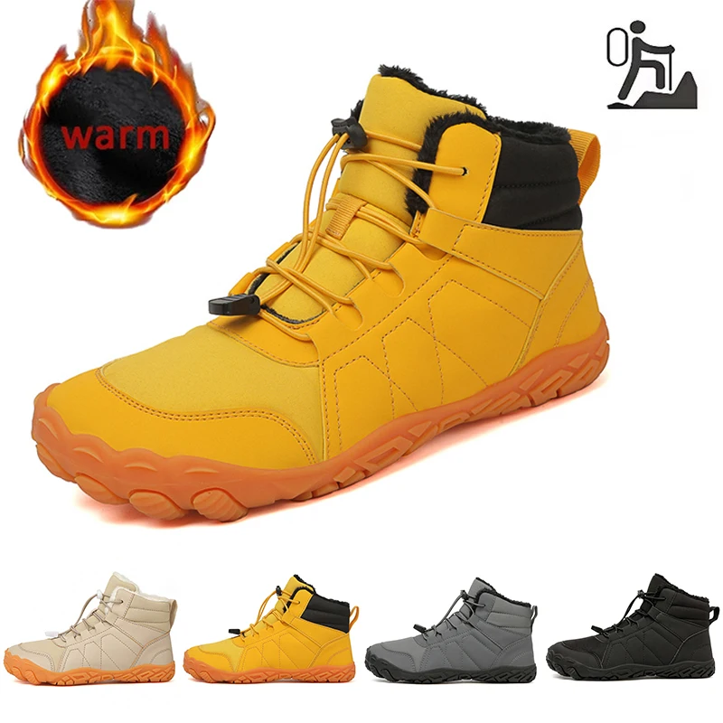 New Waterproof Winter Boots For Unisex Snow Barefoot Casual Shoes Outdoor Work Shoes Warm Fur Men Ankle Shoes Male Snow Boots