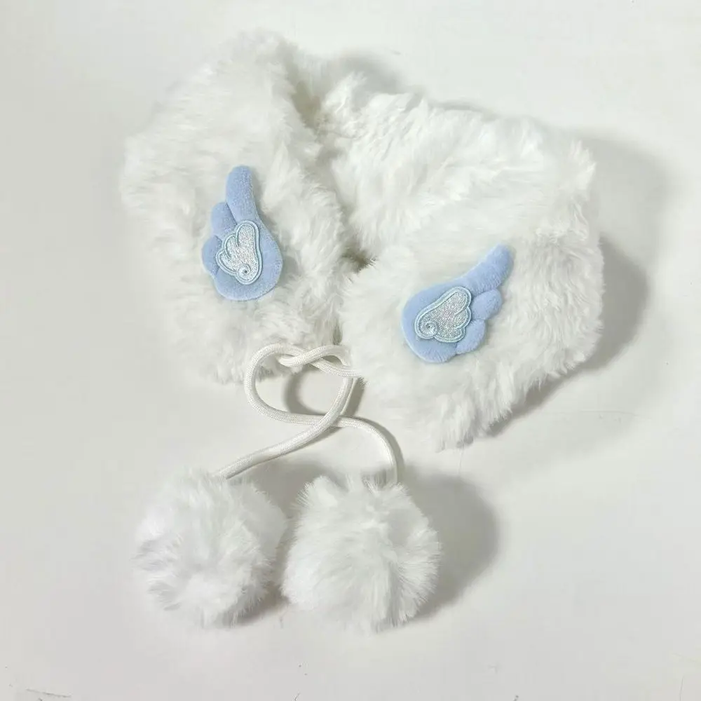 Contrast Color Angel's Wings Winter Scarf for Harajuku Warm Kawaii Cute Neckerchief Women Y2k Aesthetic Fluffy Bandage Scarves
