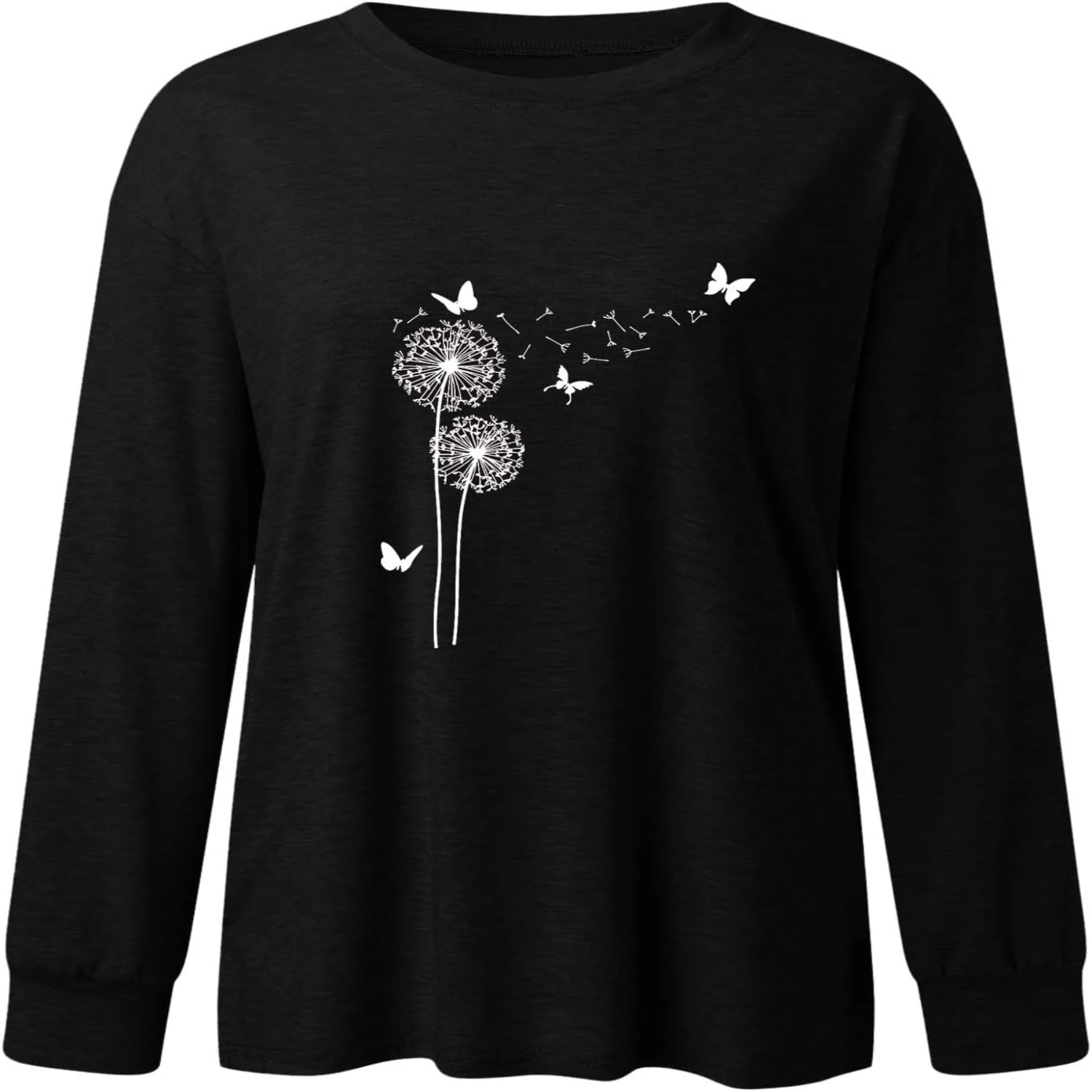 Comfortable and stylish assorted solid hues women's loose-fitting long sleeve print t-shirt for everyday wear. This trendy baseb