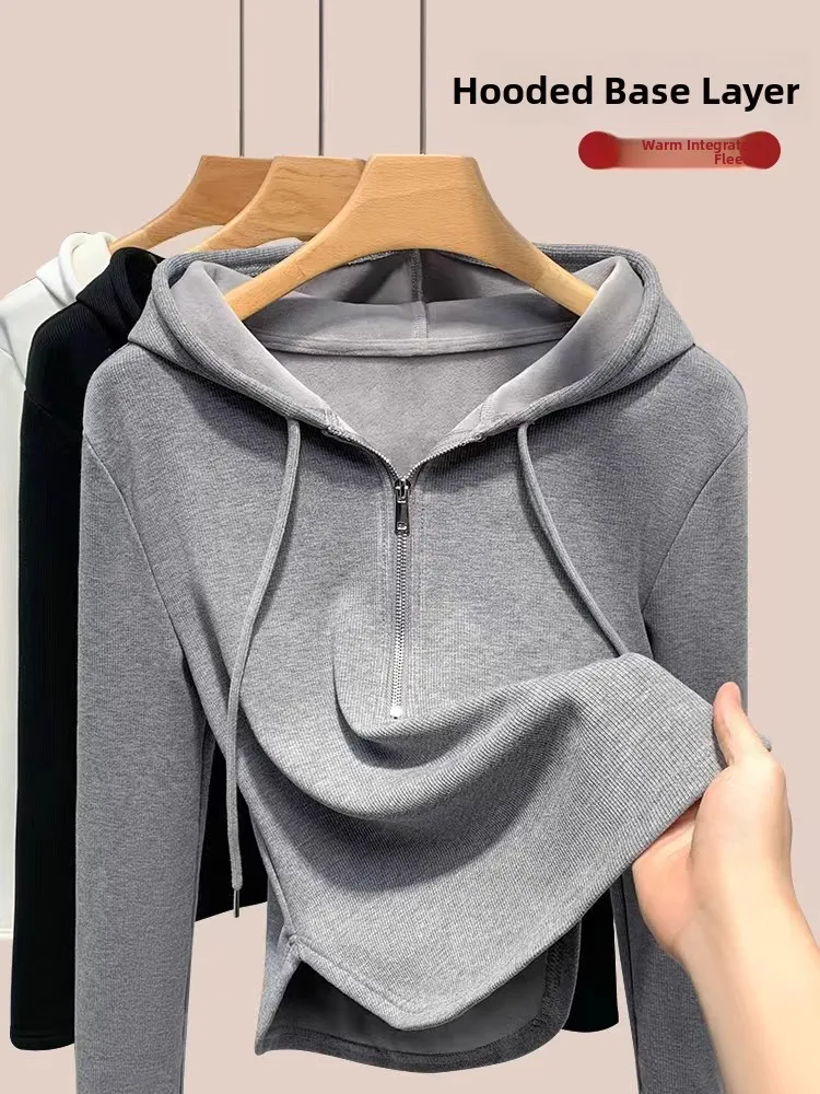 

Повседневная женская толстовка на молнии от модного бренда, базовый слой, верхняя одежда малого размера, осенняя трендовая уличная одежда