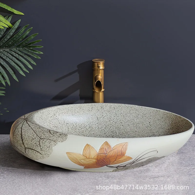 

Special-shaped Ceramic Antique Single Art Basin Countertop Wash Basin Bathroom Decor Sink