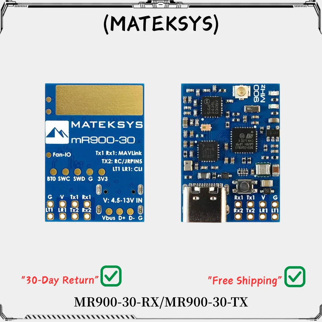 

Система дальнего действия MatekSys MLRS MAVLink 900 МГц — набор MR900-30 TX/RX для FPV-дрона, диапазон 10 км + (передатчик и приемник)