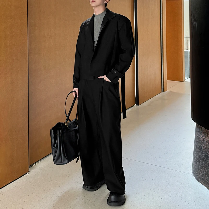 

INCERUN Мужские комплекты, однотонный свободный пиджак с длинными рукавами и брюки, комплекты из двух предметов, уличная одежда, 2021, модные мужские костюмы в корейском стиле