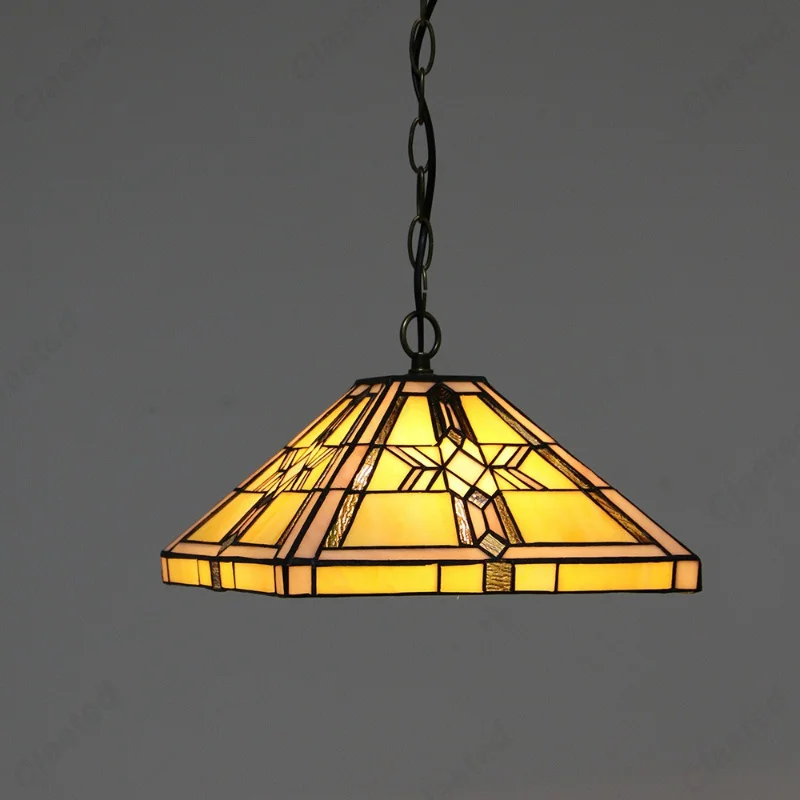 Tiffany Style Single-head Pendant Light with Stained Glass Craft Decorative Home Lighting for Bedroom Living Room Dining Room