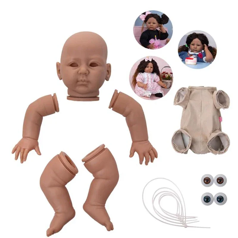 22Inch Black Skin Unfinished DIY Blank Reborn Doll Parts Unpainted Silicone Doll Kit