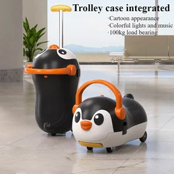 Kid Scooter Suitcase with Bluetooth Music & Light Swivel Wheel Load-bearing Baby Trolley Case Peanut Kart Balance Bike Anti-slip