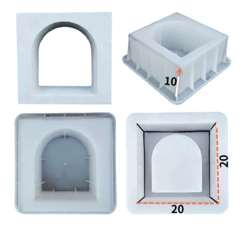 ABS Double Sided Cement Hollow Brick Mold 20x20x10cm Three Piece Composite Mold Wall Brick Decorative Wall Hollow Porous