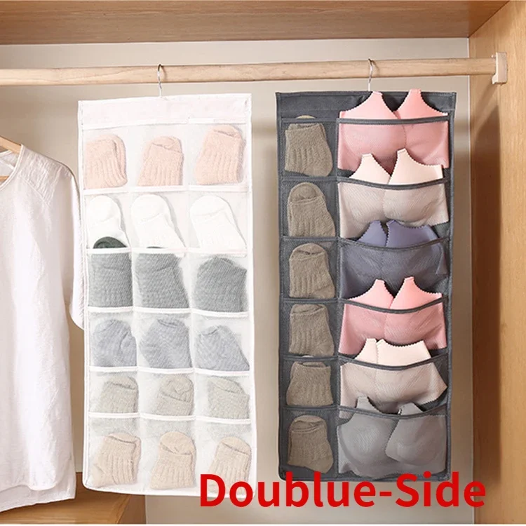 15/24/30/36 mesh double-sided hanging bag, socks, bra, underwear storage bag, cabinet storage bag, double-sided storage bag