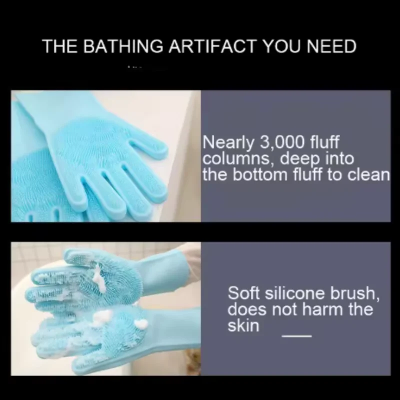 1/3/5pcs Mix Silicon Pet Dog Cat Hair Removal Grooming Dishwashing Cleaning Gloves for Household Sponge Scrubber Tools
