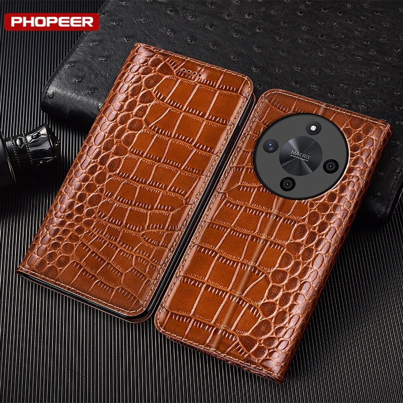 

Genuine Leather Case For Honor 8 8 8A 8C 8S 8X X8 X8A X8B 9 9A 9C 9S 9X X9A X9b V9 Premium Magnet Alligator Pattern Cover