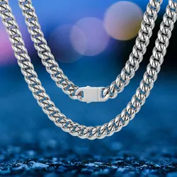 Hip Hop Men's 8/10/12/14/16mm Stainless Steel Necklace Miami Cuban Link Chain Fashion Jewelry Free Custom Logo