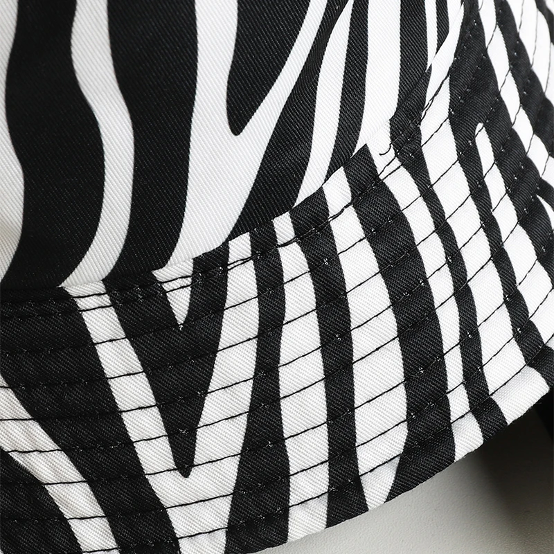 Nowa moda Wiosna Lato Czarny Biały Zebra Print Bucket Hat Panama Fisherman Hat Dla Kobiet Mężczyzn bob Hip Hop Cap 2023