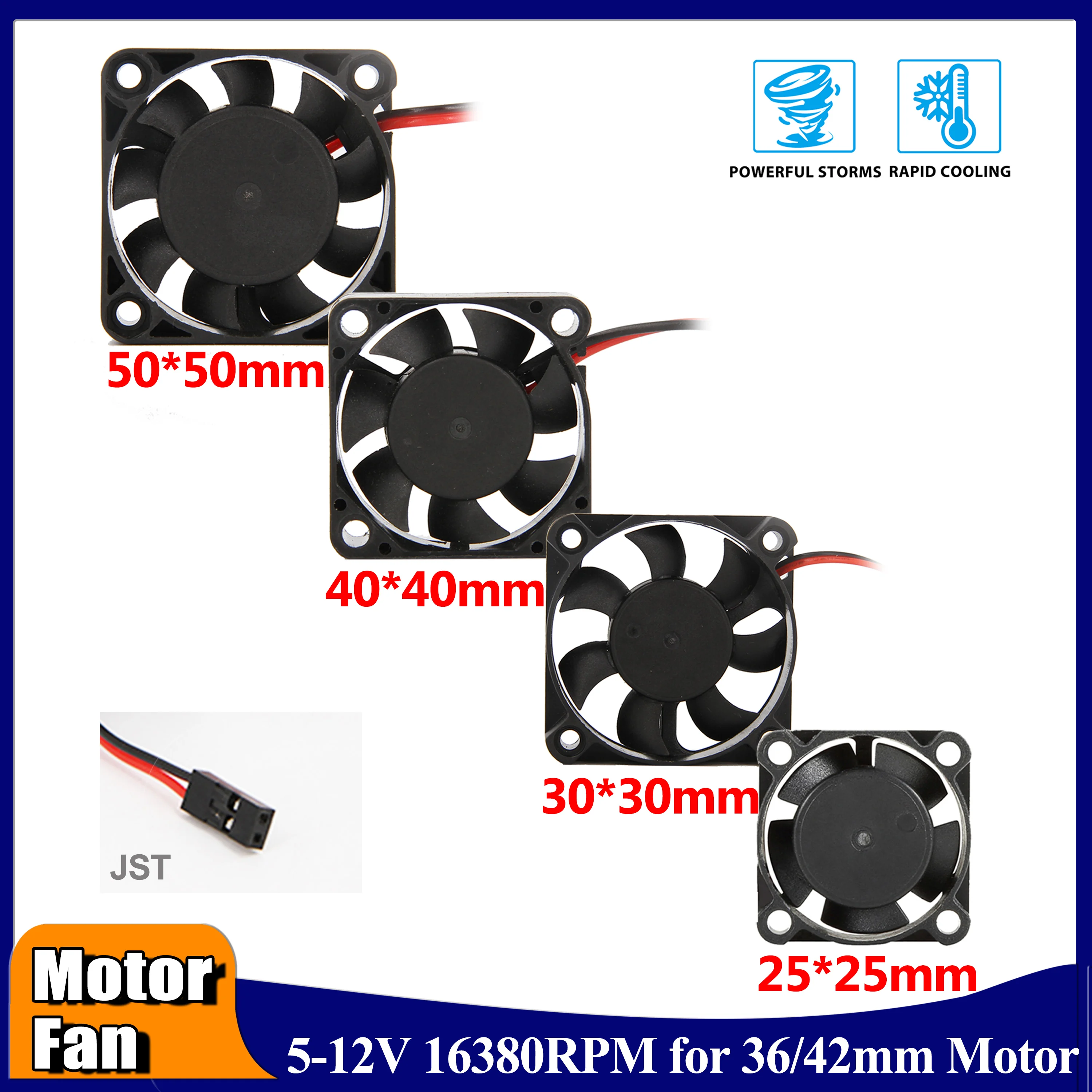 

25/30/40/50mm RC Fan 5-12V DC Heat Sink High Wind Rapid Cooling Max 16380RPM 30/60/120/150A ESC 36/42mm 3650 Motor Car Parts