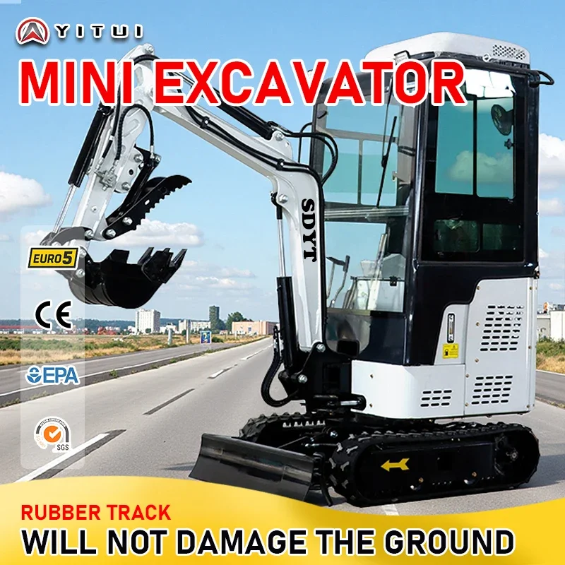 Factory Direct Sales Small Excavator 1.2 Tons Mini Digger EPA EURO5 Engine Agricultural Small Excavator Customized