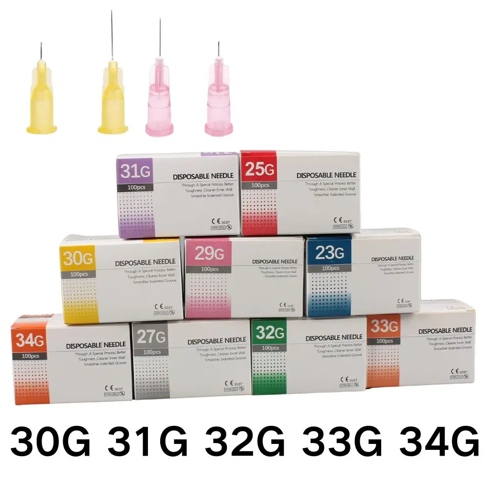100pcs Painless small needle painless Tattoo Piercing Needles 30G 31G 32G 33G 34G Micro Hypodermic Needles Eyelid Tools