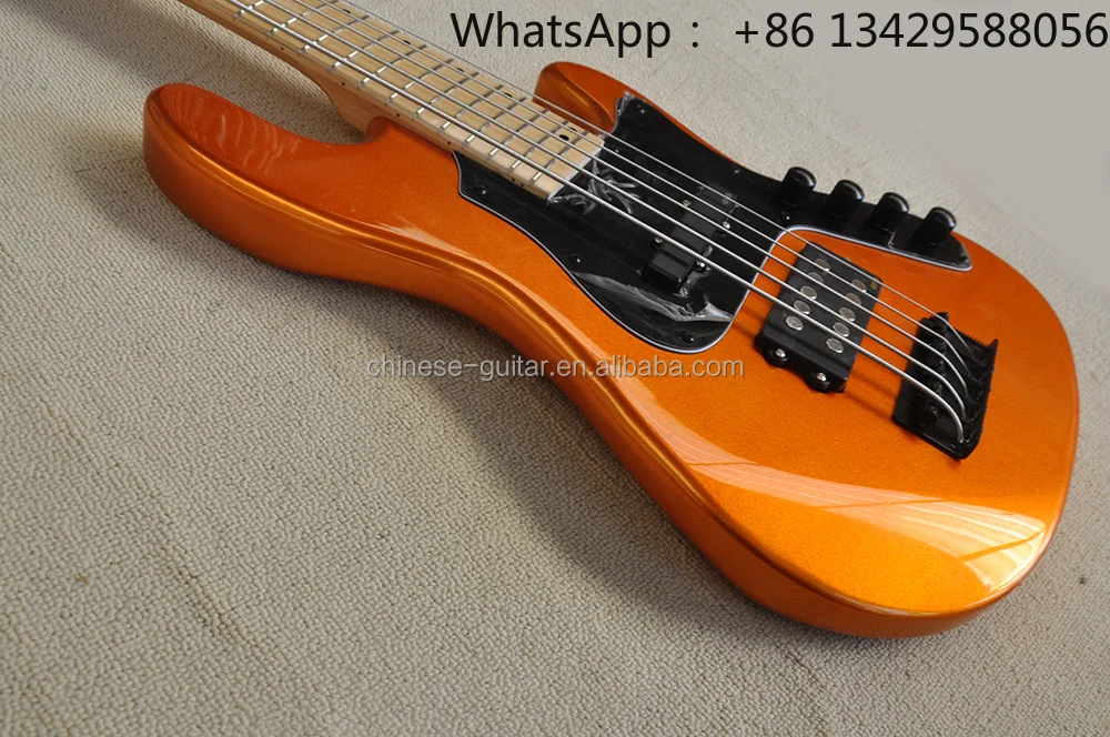 Flyoung Metal Orange 5 Strings Electric Bass Guitar Professional Bass Guitar