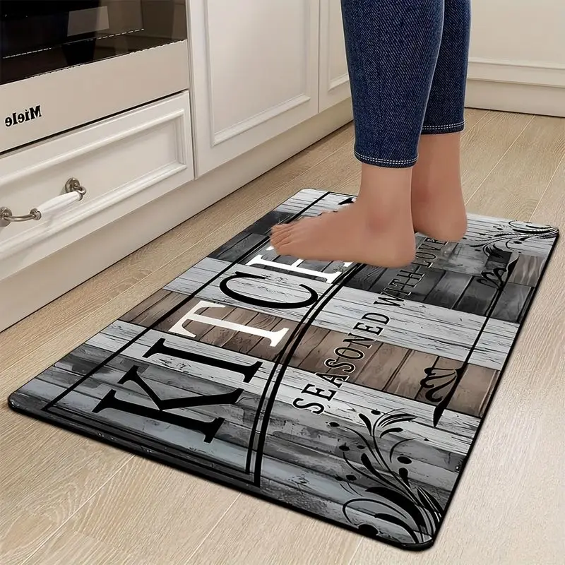 Vintage Wood Grain Kitchen Mat KITCHEN Love Slogan Non Slip Washable Mat Hallway Laundry Room Home Decor Farmhouse Runner