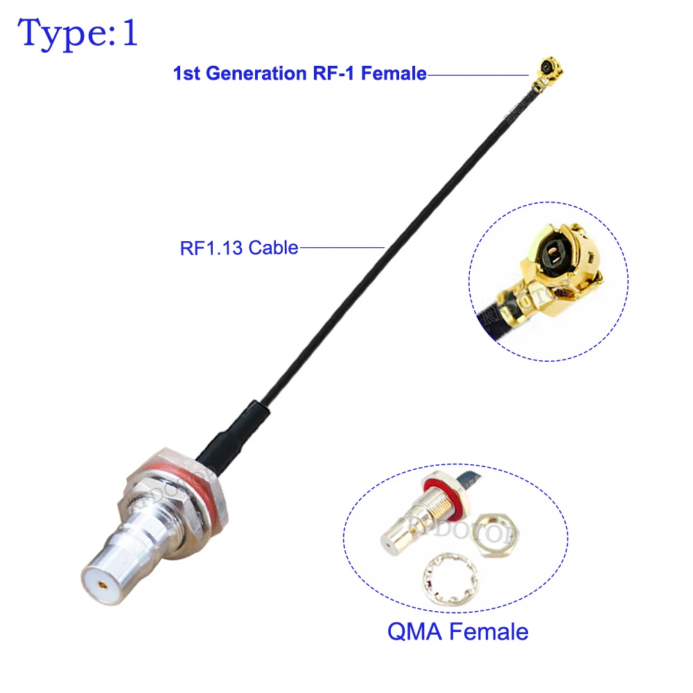 1PCS RF1.13 / RG178 Cable QMA to IPX Cable QMA Female to U.fl RF-1/RF-4 Female Connector RF Coaxial Pigtail Jumper Cable 5CM-1M