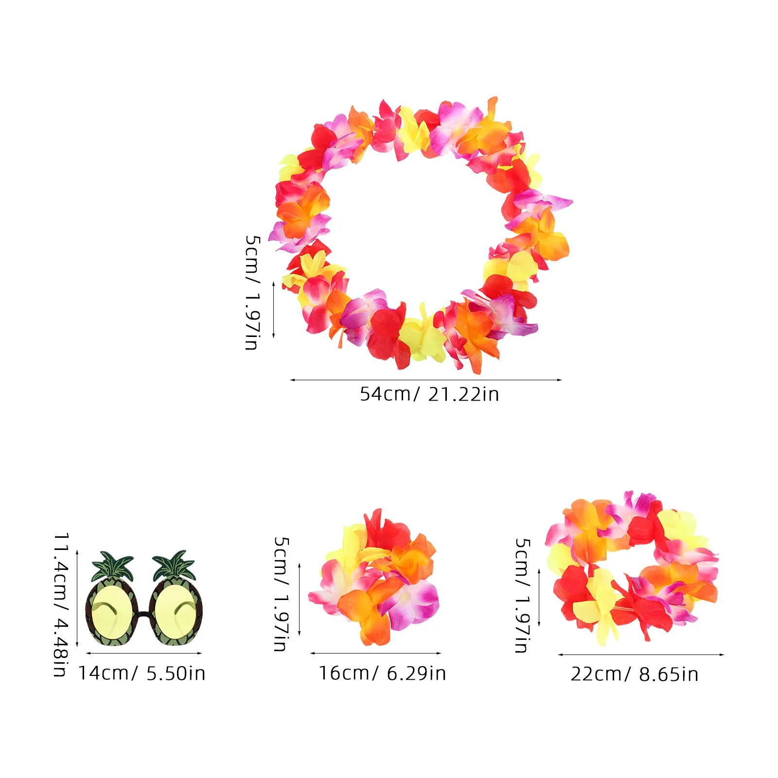 1 Juego de guirnaldas de flores grandes, accesorios hawaianos para fiesta, accesorios tropicales para vacaciones en la playa, decoraciones para disfraces de celebración Luau
