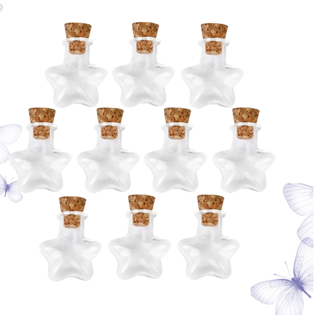 

20pcs Mini Glass Bottle Wishing Jar Craft Star Shaped Cork Plug DIY Decor Gift Idea Small Vase Home Decorative Item