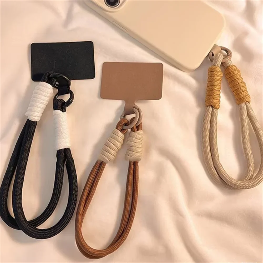 

1 шт., плетеный ремешок для мобильного телефона, модный однотонный короткий ремешок с защитой от потери, подвесной ремешок, веревка с проставкой