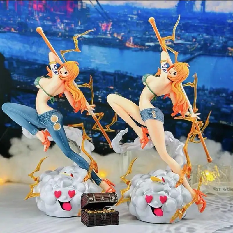 

POPMAX Resonance Anime Figure Set - One Piece Chibi Nami GK Model + Straw Hat Crew, Cute Girl Decor Display