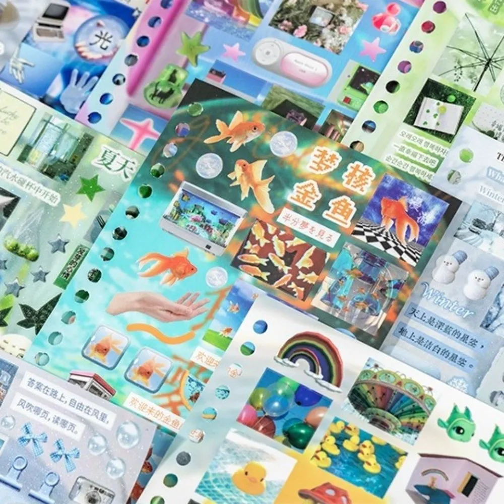 Cute Die-cut 3D Sticker Book Cartoon Style Cut Film Coil DIY Scrapbook Stickers Wind-Cut Film Collage Material Die-cut Stickers