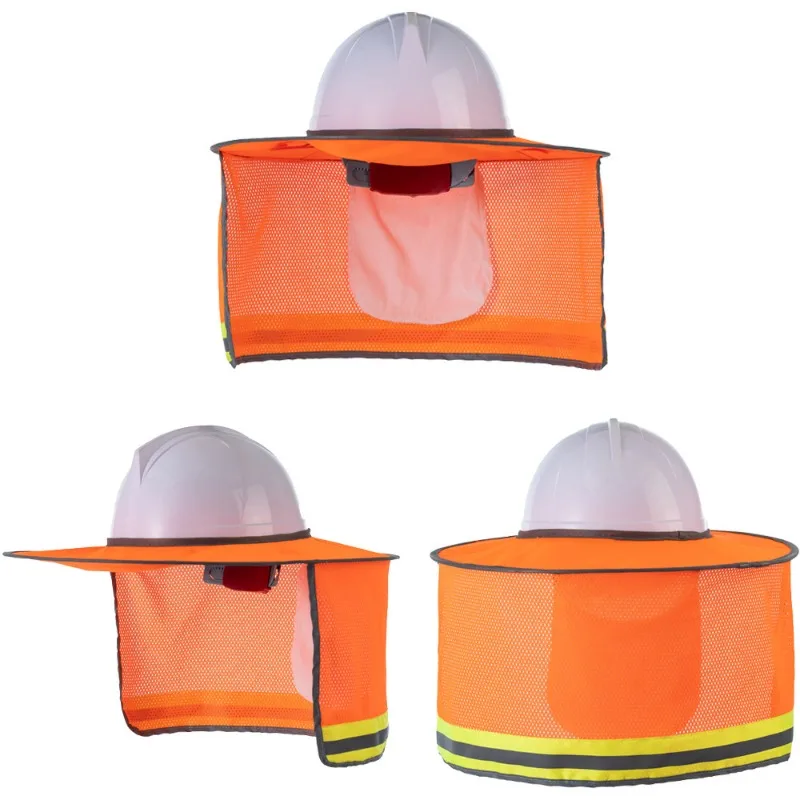 Summer Sun Shade Safety Helmet Neck Shield Helmets Reflective Stripe Safety Cap Hat For Construction Worker