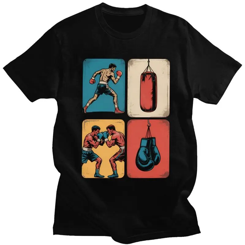 Boxer Boxing Fitted Scoop Tshirt for Men Short Sleeve Novelty Clothing Streetwear Summer Loose Oversized 100% Cotton Camisetas