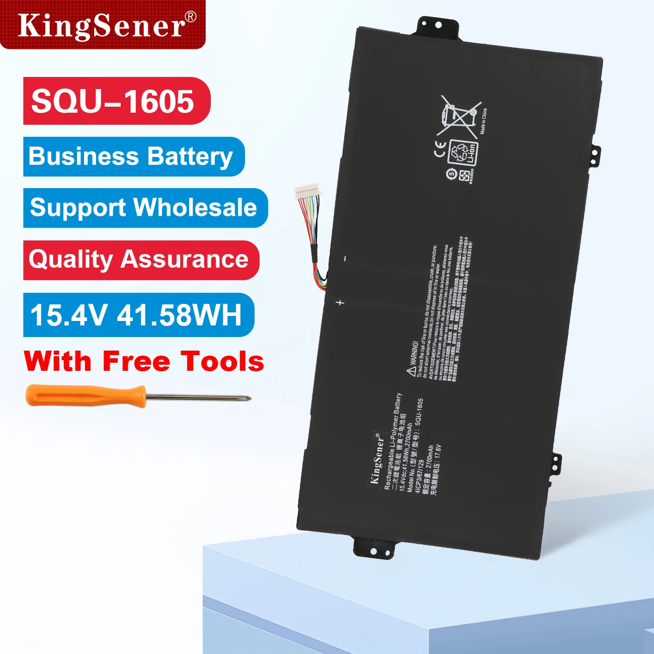 KingSener SQU-1605 Laptop battery For ACER Swift 7 S7-371 SF713-51 For Acer Spin 7 SP714-51  41CP3/67/129 15.4V 41.58WH/2700mAh