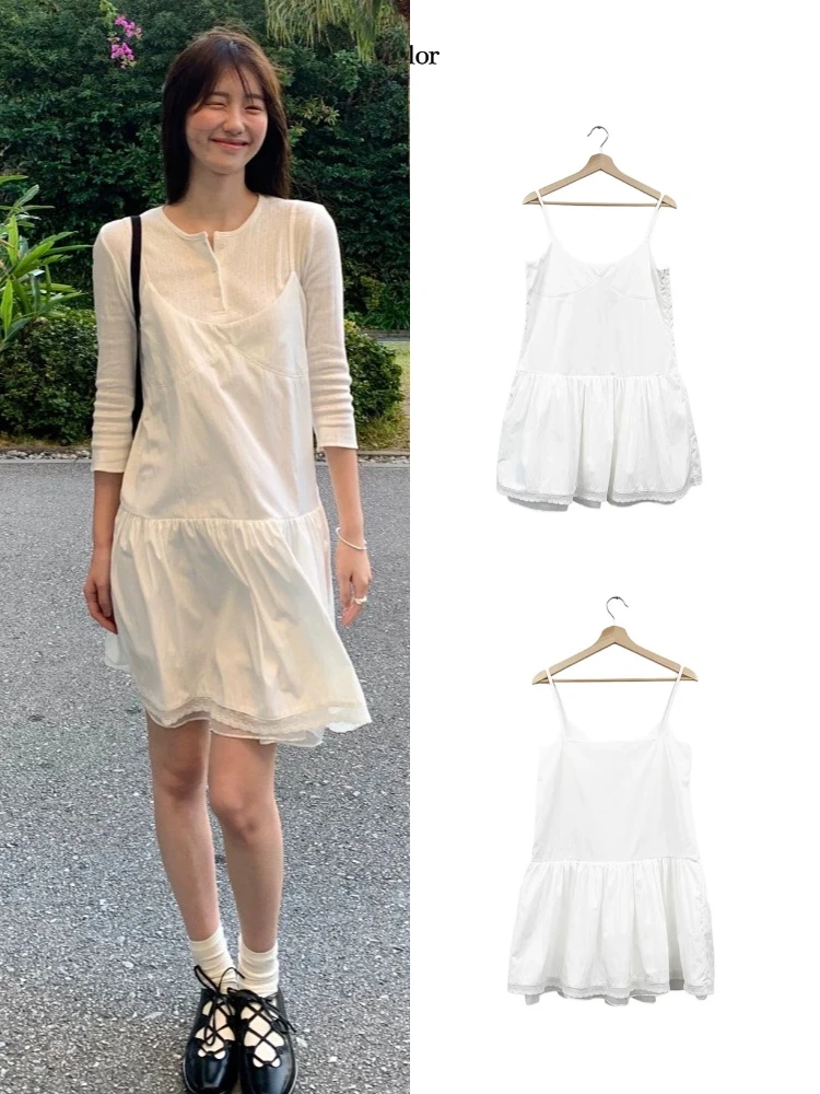 دمية Sweet Sle مزخرفة بالدانتيل بدون أكتاف Dr Loose Fre ومضادة للشيخوخة Dr Dongda Gate اليابانية Sle كاجوال بخصر عالٍ على شكل حرف A...