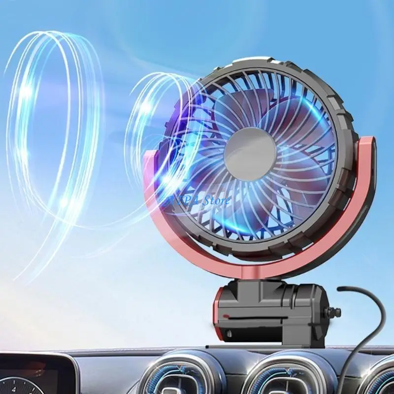 

U13C 12V/24V Electric Car Fan Low Noise Hot Day Car Air Conditioner 360 Rotating
