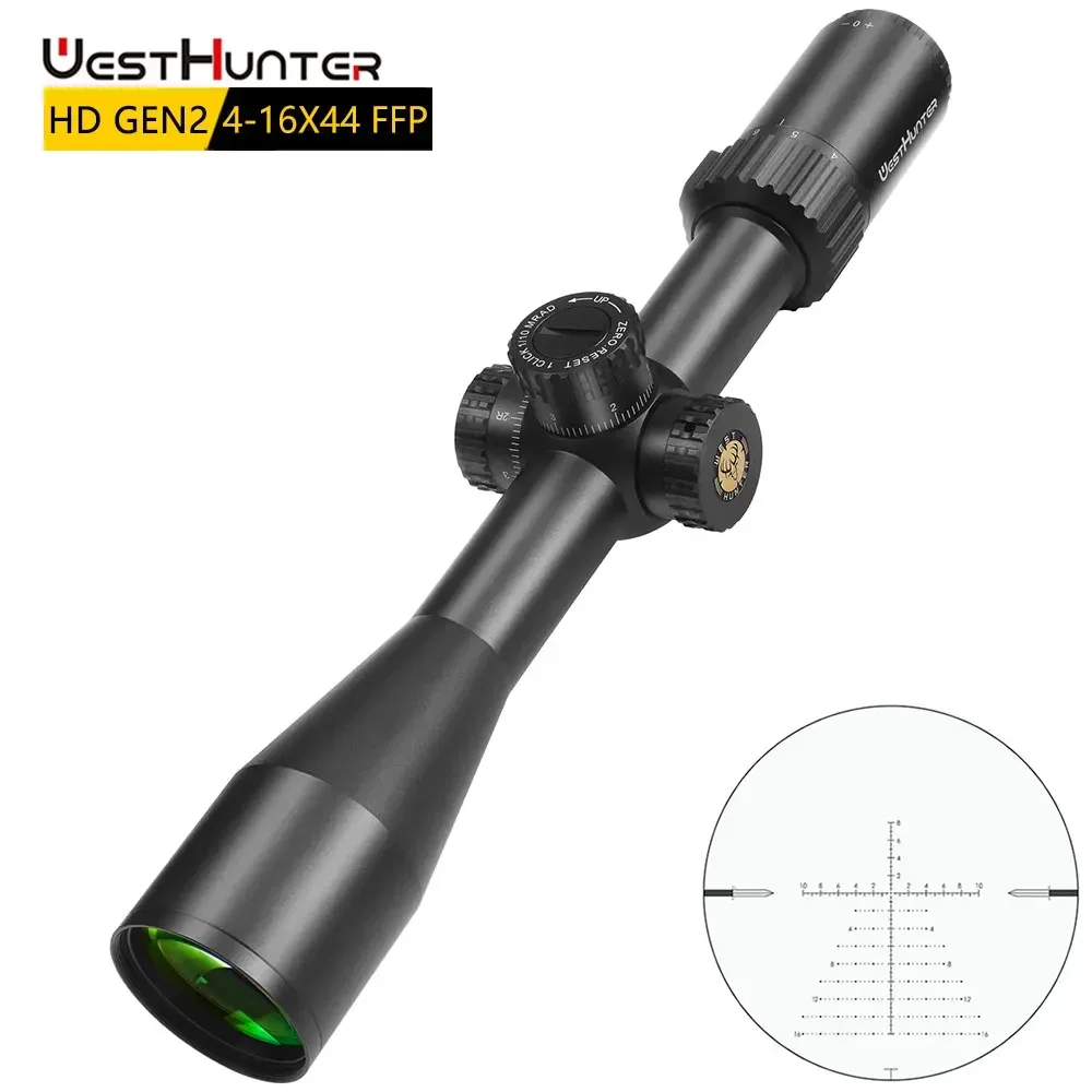 

WestHunter HD GEN2 4-16X44 FFP Riflescope 1/10MIL First Focal Plane Hunting Scope 30mm Tube Zero Reset System Optical Sights