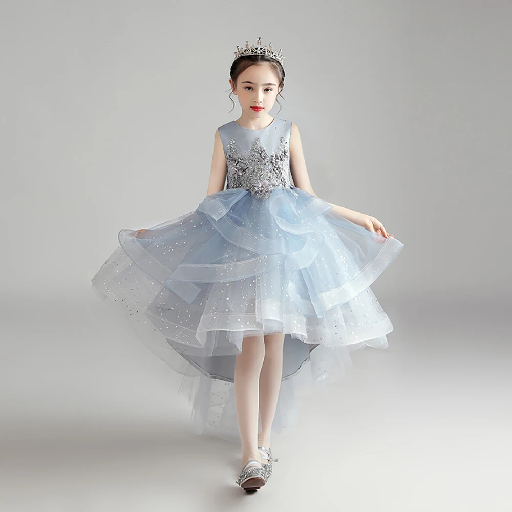 Little Girls Banquet Formal Dress Flower Girls Party Piano Performance Prom Dresses Children\'s Birthday Ball Gown Tutu Tulle