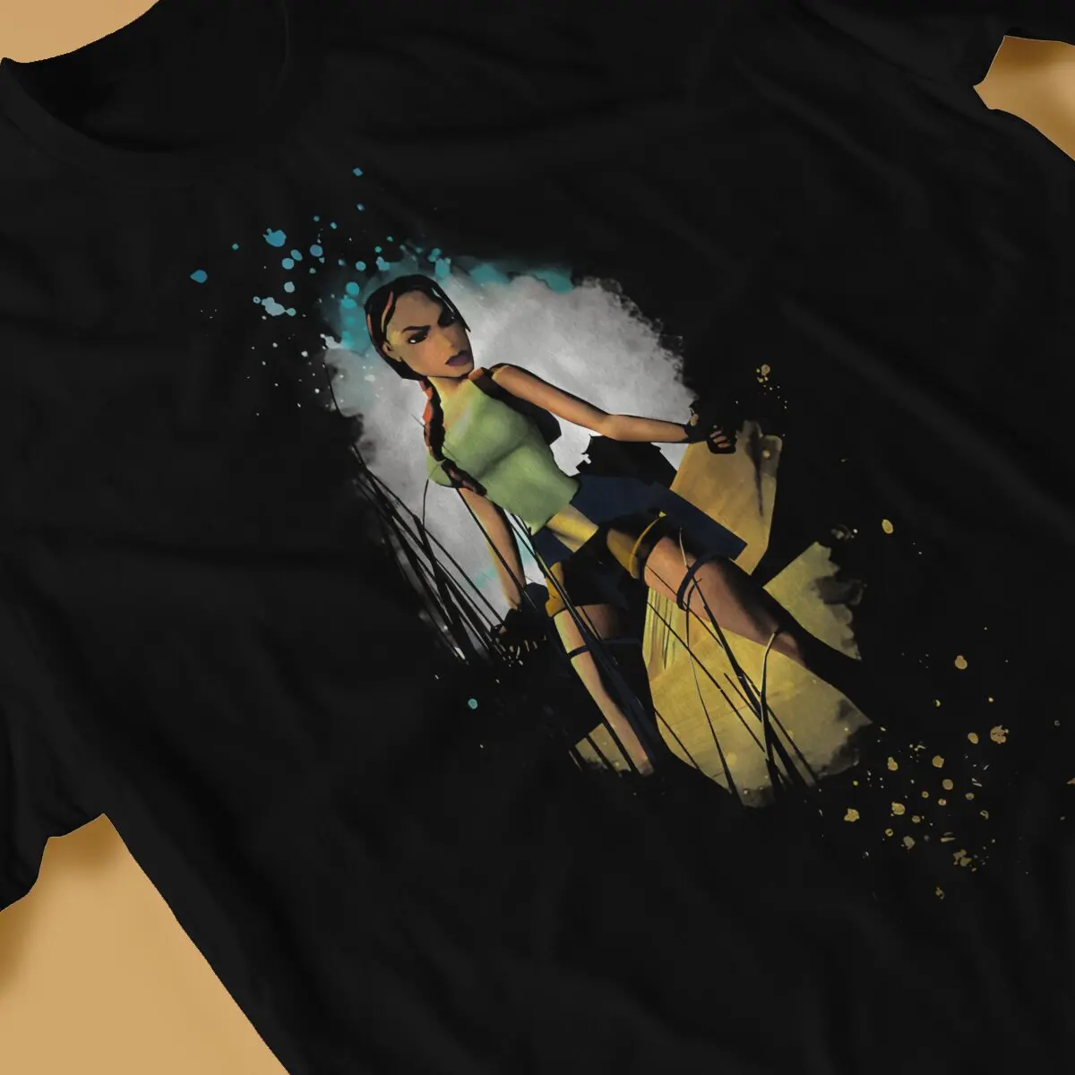 قبر رجالي رايدر تي شيرت قطن ، لارا كروفت ، ملابس كلاسيكية ، لعبة #3