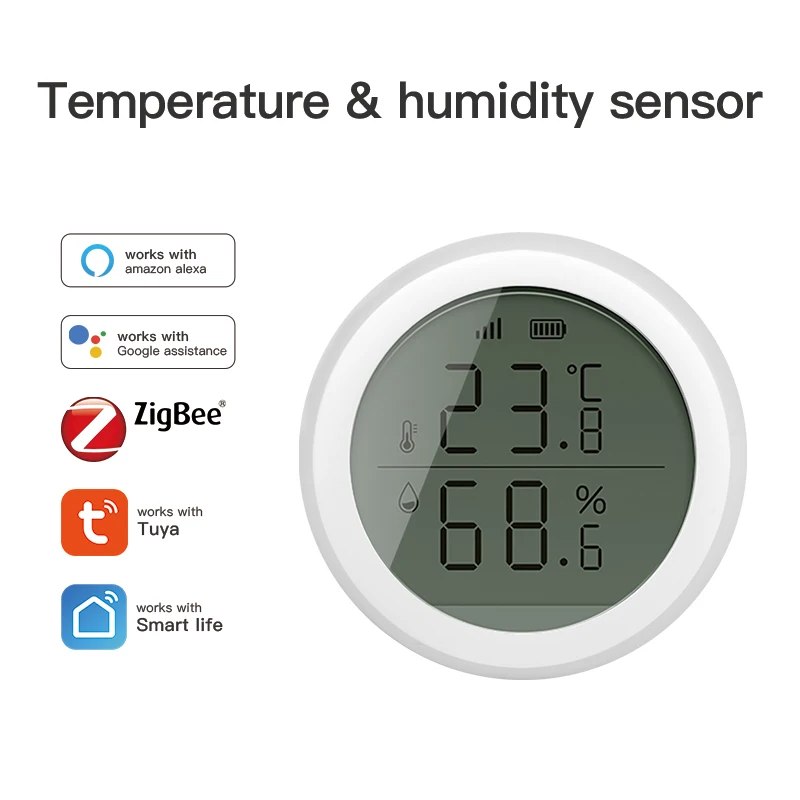 Tuya ZigBee Temperature and Humidity Sensor With LCD Smart life APP Google Alexa Voice Control Support Multi-mode Gateway Option