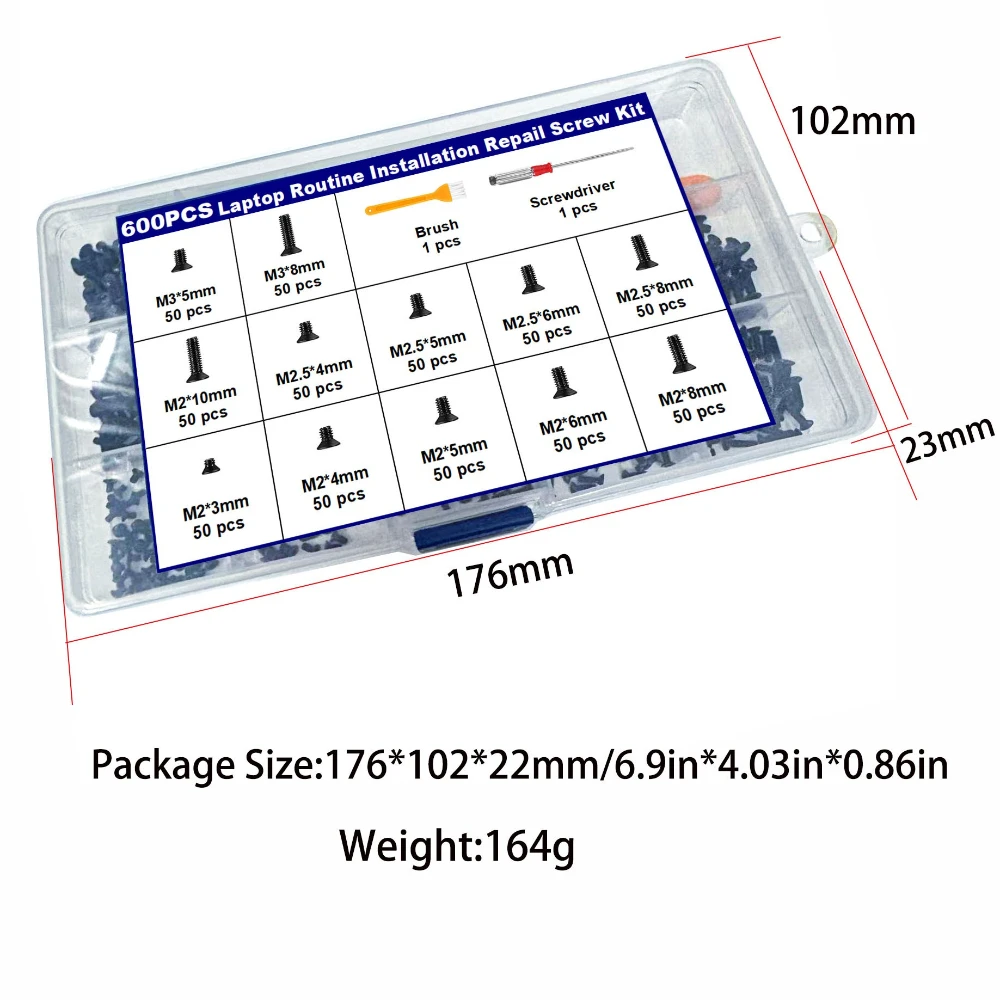 600pcs Black Cross Countersunk Head Machine Screws Notebook Laptop Screw Carbon Steel M2 M2.5 M3 Laptop Small Screws Screwdriver