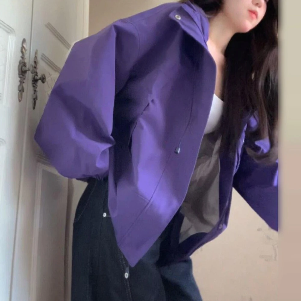 American retro purple jacket jacket women's spring and autumn 2025 new outdoor mountaineering baseball jacket top