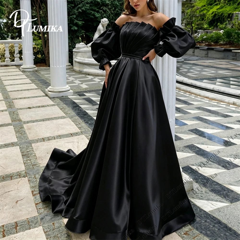Robe de bal longue en satin pour femme DTLumika, coupe trapèze, pour soirée, bal, dîner caritatif, mariage. Cocktail, boîte de nuit, robe de soirée