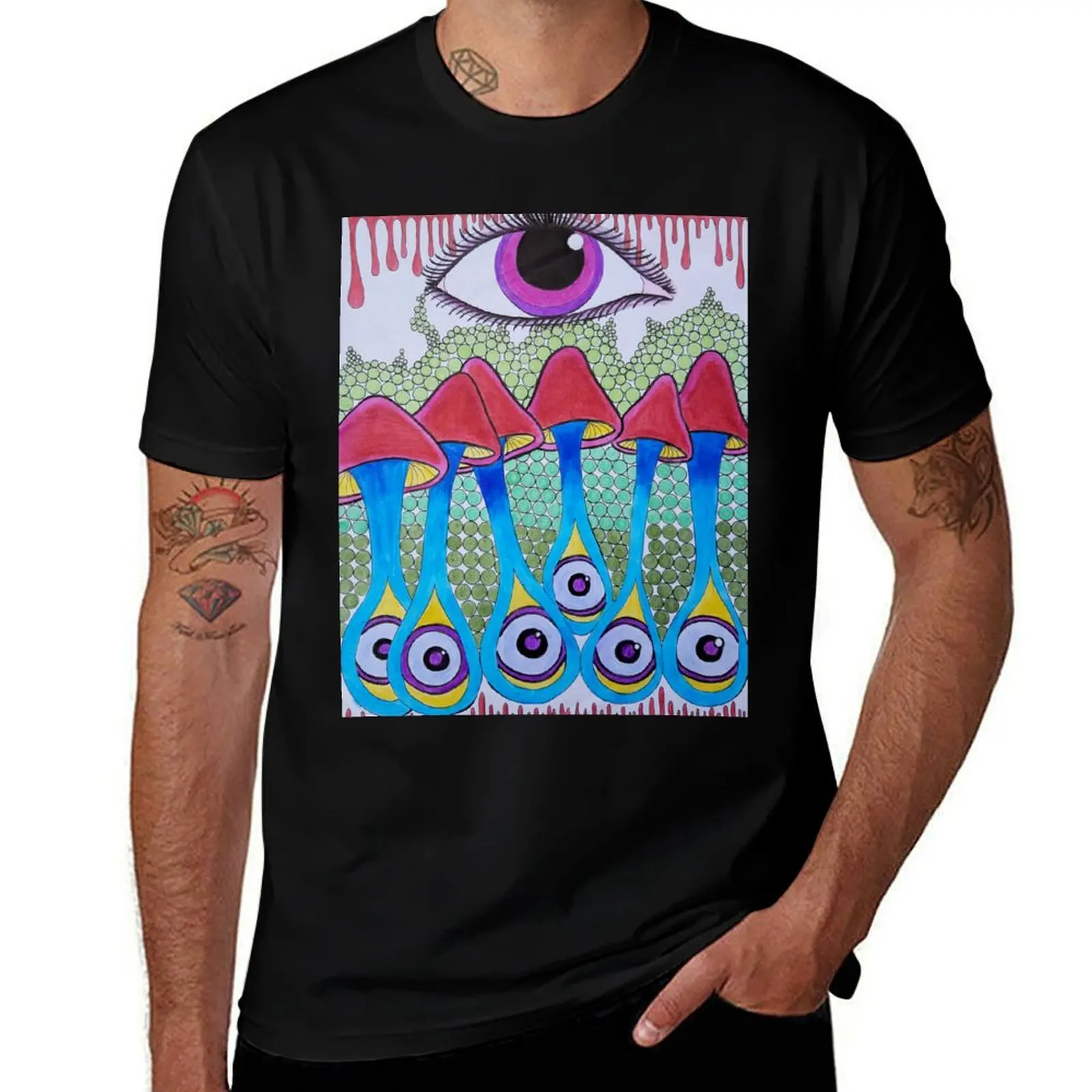 Trippy Psychedelic Mushroom Eye T-Shirt man t shirts for men casual man t shirt summer t shirt man casual T-Shirt