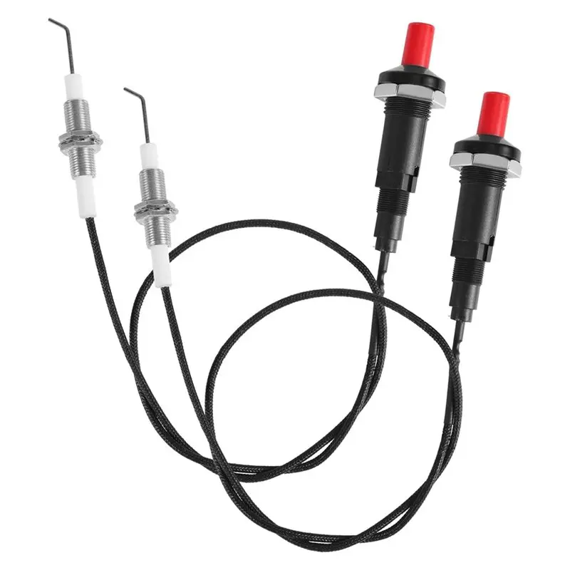 Grill Ignition System 2Pcs Piezo Igniter Propane Push Button Threaded Electrode Kit For Gas Fireplace Oven Kitchen Accessories