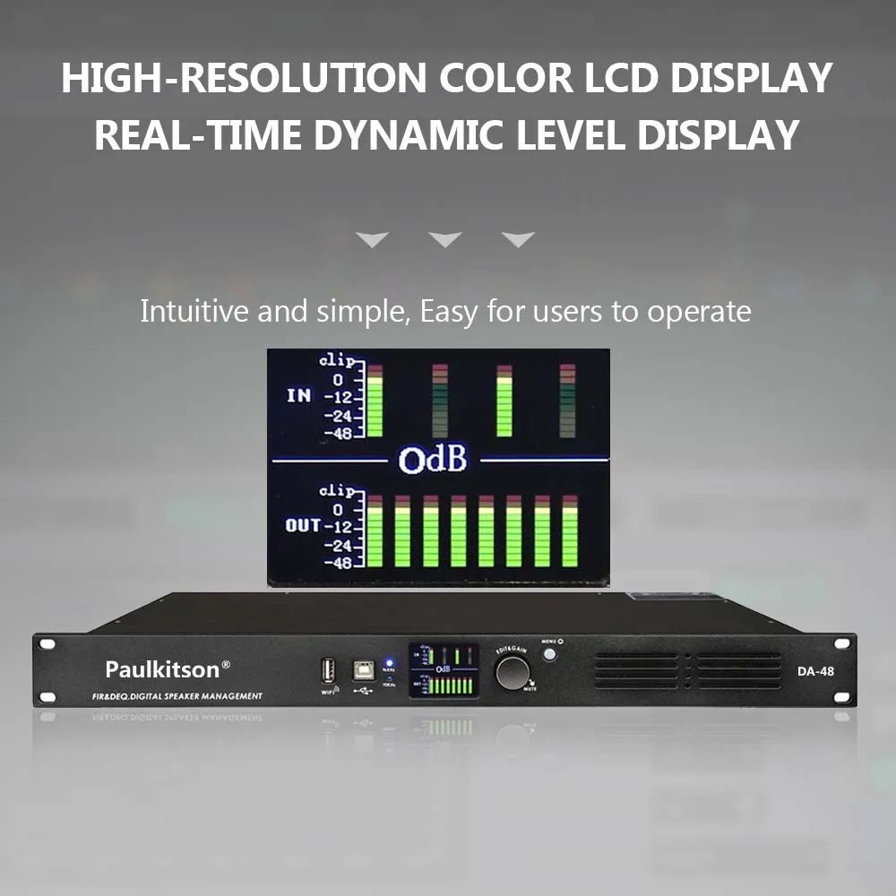 Paulkitson DA48 Professional Digital Audio Processor 4In 8Out DSP Audiophile Effect Equipment With FIR Speaker Management System