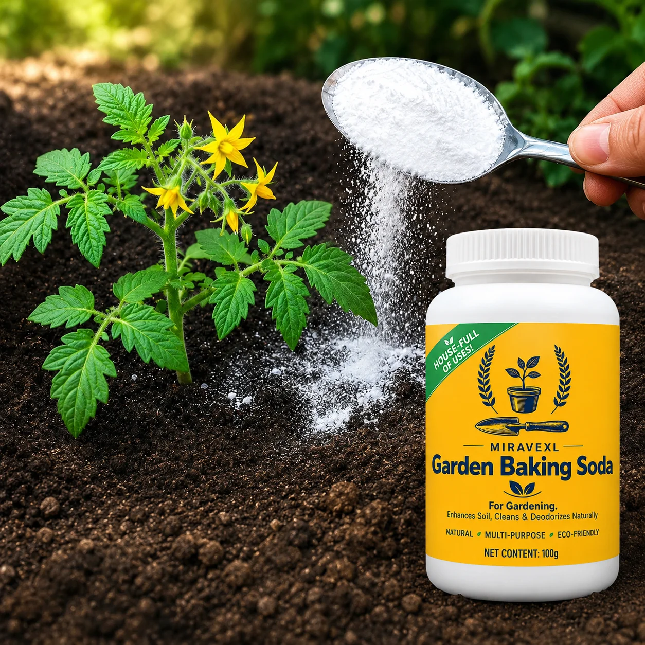 Garden Baking Soda Powder, Sodium Bicarbonate for Home Garden, Plants, Flowers, Vegetables & Outdoor Care, 100g