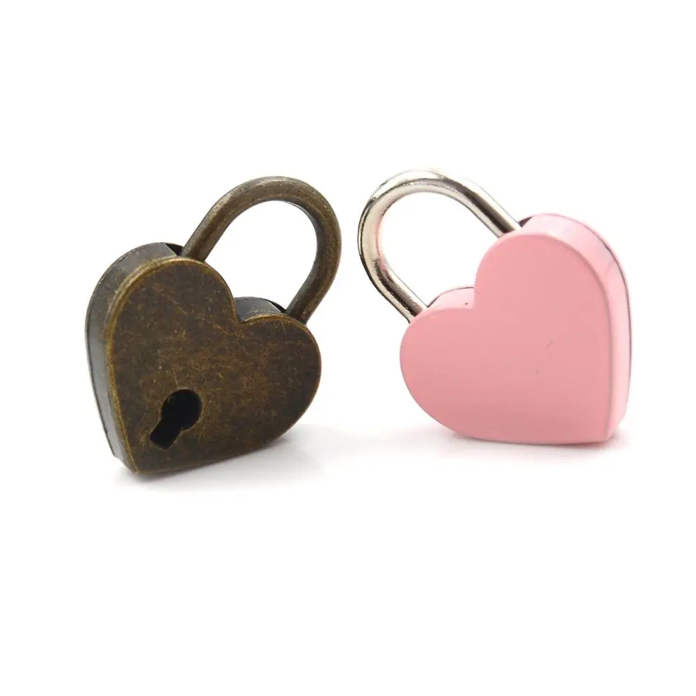 Suitcase Luggage Zinc Alloy Mini with Key Heart Shape Locks Hardware Padlock Love Heart Lock