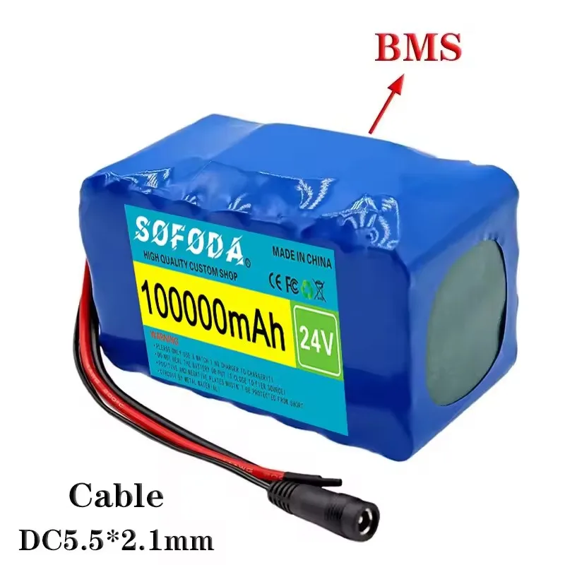 24V 100Ah 7S4P battery pack 18650 lithium-ion battery, built-in BMS, large capacity electric wheelchair battery