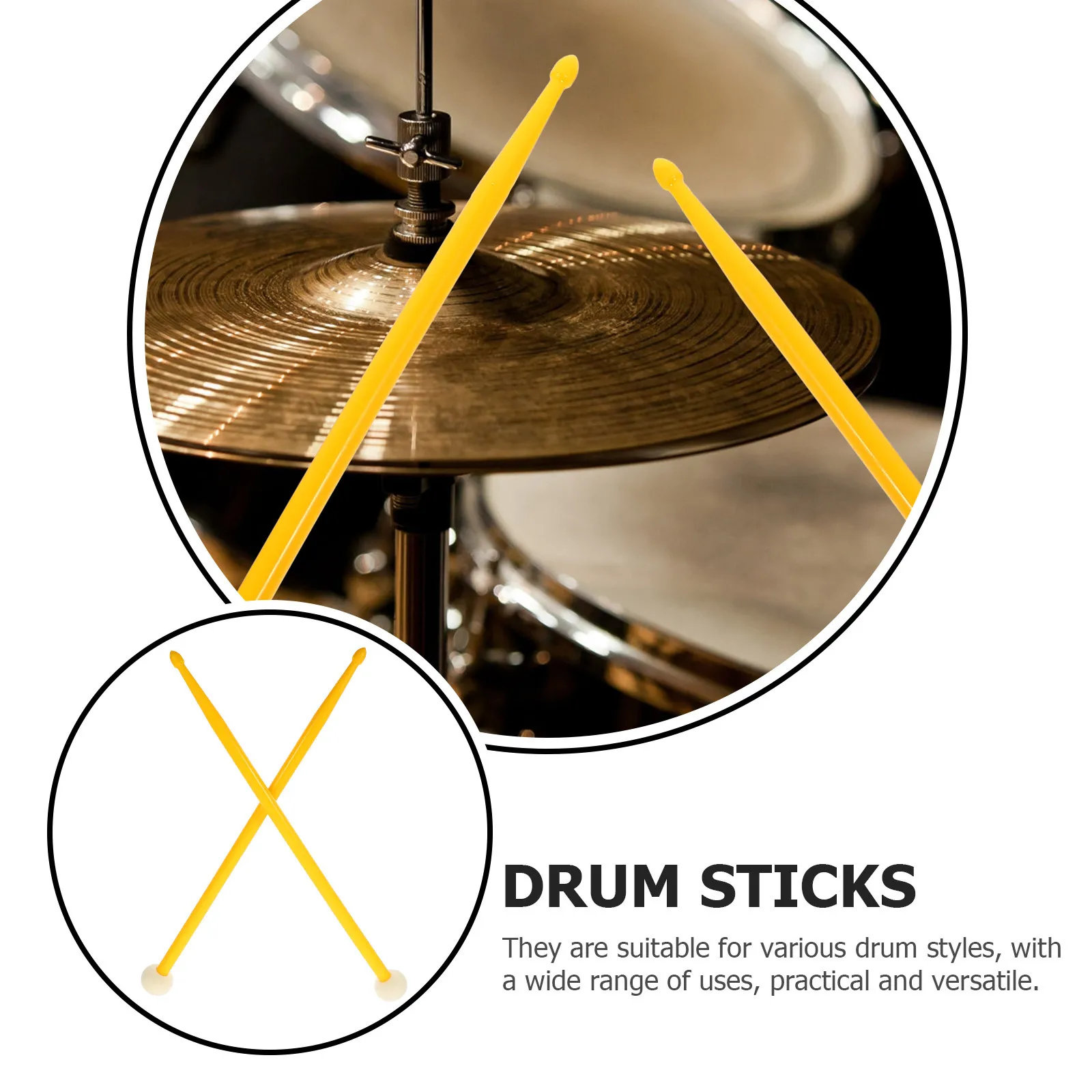 

1 Pair Double-End Drum Sticks Smooth Nylon Percussion Instrument Accessory Lightweight Durable Practice Performance Portable